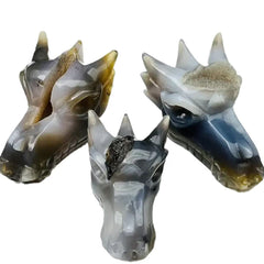 Dragon Head-Shaped Natural Agate Crystals – Mystical Design with Geode Sparkle