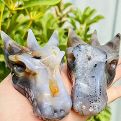 Dragon Head-Shaped Natural Agate Crystals – Mystical Design with Geode Sparkle