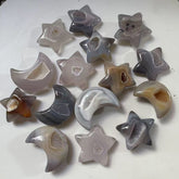 Natural Agate Star and Moon-Shaped Crystals – Celestial Elegance and Spiritual Energy