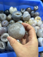 Natural Agate Geode Spheres Crystal Balls with Sparkling Interiors