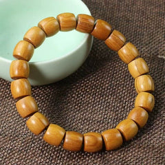 Natural Golden Wood Bead Bracelet – Minimalist Design