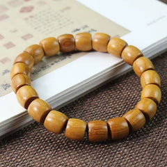 Natural Golden Wood Bead Bracelet – Minimalist Design