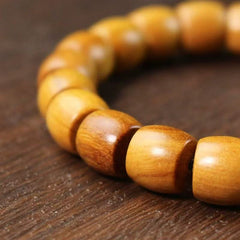 Natural Golden Wood Bead Bracelet – Minimalist Design