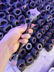 Crystal Star Wand Broom with Rose Quartz | Magical Bohemian Style