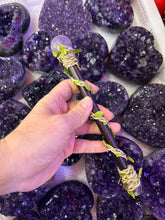 Rose Quartz Crystal Broom Wand with Heart Charm | Chakra Healing Fantasy Decor