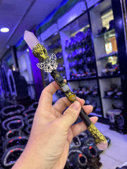 Crystal Broom Wand with Butterfly & Gemstones | Magical Bohemian Style