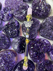 Crystal Broom Wand with Butterfly & Gemstones | Magical Bohemian Style