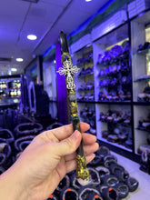 Crystal Broom Wand with Ornate Cross & Gemstones | Magical Bohemian Style