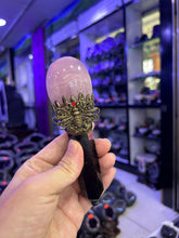 Queen Bee Crystal Broom Wand with Rose Quartz & Obsidian | Magical Bohemian Style