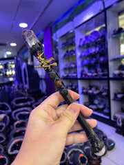 Witch on Broom Crystal Wand with Bronze Accents & Gemstones | Magical Bohemian Style