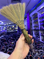 Witch Broom Ornament with Crystal & Peacock Feather | Magical Bohemian Style