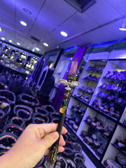 Amethyst Crystal Witch Broom Wand with Silver Wings & Gemstones | Magical Bohemian Style