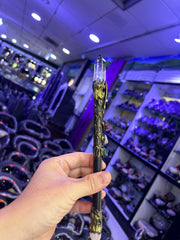 Crystal Witch Broom Wand with Bronze Dragon and Gemstones | Magical Bohemian Style