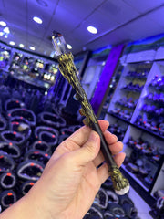 Crystal Broom Wand with Dragon Head & Chakra Gemstones | Magical Bohemian Style