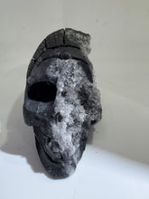 Calcite Skull with Feather Motif – Natural Crystal Mineral Sculpture