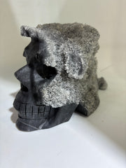 Calcite Skull with Natural Crystal Formation – Unique Mineral Art Sculpture