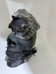 Half-Crystal Calcite Skull Sculpture Natural Stone Art