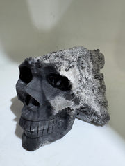 Calcite Skull with Natural Crystal Cluster