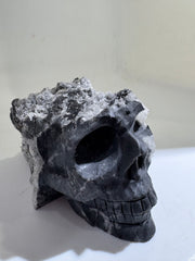 Calcite Skull with Natural Crystal Cluster