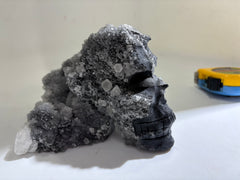 Natural Calcite Crystal Skull Sculpture – Raw Stone & Crystal Cluster Decor