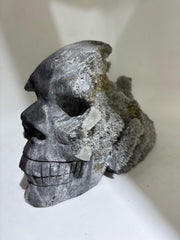 Natural Calcite Crystal Skull Sculpture Raw Stone Decor