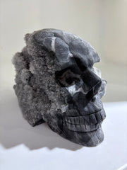 Natural Calcite Crystal Skull Sculpture Raw Stone Decor