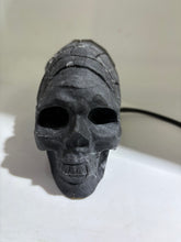 Futuristic Calcite Skull Sculpture with Raw Crystal Geode Natural Stone Art