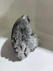 Calcite Skull with Engraved Feather Motif – Unique Crystal Stone Sculpture