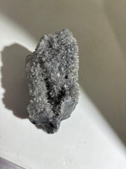 Frosted Crystal Calcite Skull Sculpture with Full Druzy Crystal Crown