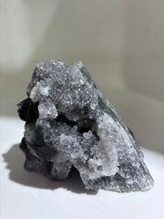 Shadow Frost Calcite Skull Crystal with Natural Druzy Accents