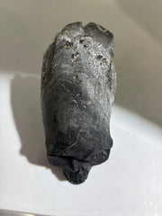 Obsidian Crest Calcite SkullCrystal Sculpture with Natural Frosted Finish