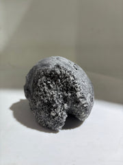 Frosted Crystal Calcite Skull Sculpture with Natural Druzy Back