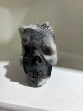 Frosted Obsidian Calcite Skull with Raw Druzy Crown