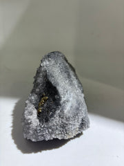 Glacier Night Calcite Skull with Natural Druzy Crystal Crown