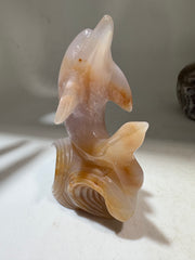 Agate Dolphin Figurine – Unique Ocean Wave Sculpture