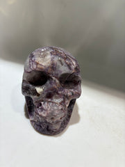 Natural Energy Gem Fluorite Skull – Hand-Carved Stone Sculpture | Unique Gothic Home Decor