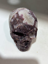 Shadow Amethyst Energy Gem Fluorite Skull – Hand-Carved Crystal Skull with Smoky Purple Veins