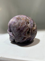 Mystic Amethyst Energy Gem Fluorite Skull – Artisan Hand-Carved Crystal Sculpture