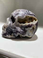 Phantom Veil Energy Gem Fluorite Skull – Hand-Carved Crystal Skull Sculpture