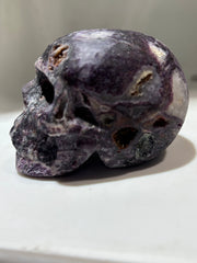 Nocturne Amethyst Vein Energy Gem Fluorite Skull – Raw Crystal Skull Sculpture