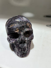 Nocturne Amethyst Vein Energy Gem Fluorite Skull – Raw Crystal Skull Sculpture