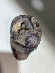 Ethereal Matrix Energy Gem Fluorite Skull – Hand-Carved Crystal Skull with Natural Quartz Veins & Raw Geode Texture