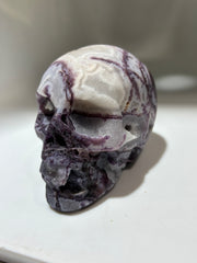 Mystic Vein Energy Gem Fluorite Skull – Hand-Carved Crystal Skull with Natural Swirl Patterns