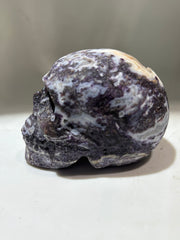 Celestial Amethyst Energy Gem Fluorite Skull – Unique Hand-Carved Crystal Skull with Natural Druzy Crown