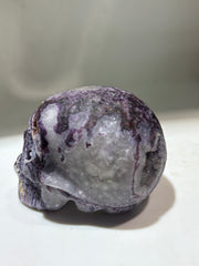 Mystic Veins Energy Gem Fluorite Skull – Hand-Carved Crystal Skull with Natural Geode Accents