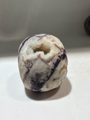 Mystic Nightfall Energy Gem Fluorite Skull – Hand-Carved Crystal Skull with Deep Plum Veins & Ethereal Texture