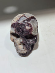 Mystic Nightfall Energy Gem Fluorite Skull – Hand-Carved Crystal Skull with Deep Plum Veins & Ethereal Texture