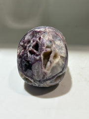Mystic Shadow Energy Gem Fluorite Skull – Crystal Skull with Smoky Violet Veins & Ancient Totem Design