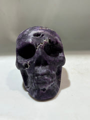 Galactic Veins Energy Gem Fluorite Skull – Unique Crystal Sculpture with Cosmic Veins