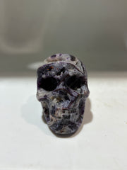 Galactic Veins Energy Gem Fluorite Skull – Unique Purple Crystal Sculpture with Cosmic Veins